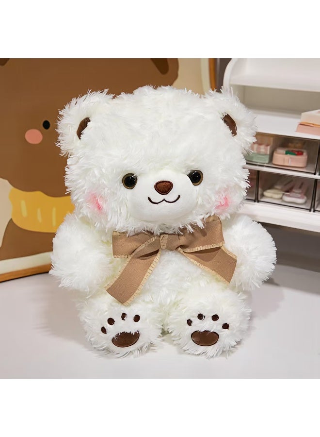 تشيندا دمية دب أبيض ناعمة للغاية مع ربطة عنق رفيق مثالي للاستخدام اليومي - 30 سم - Image 2